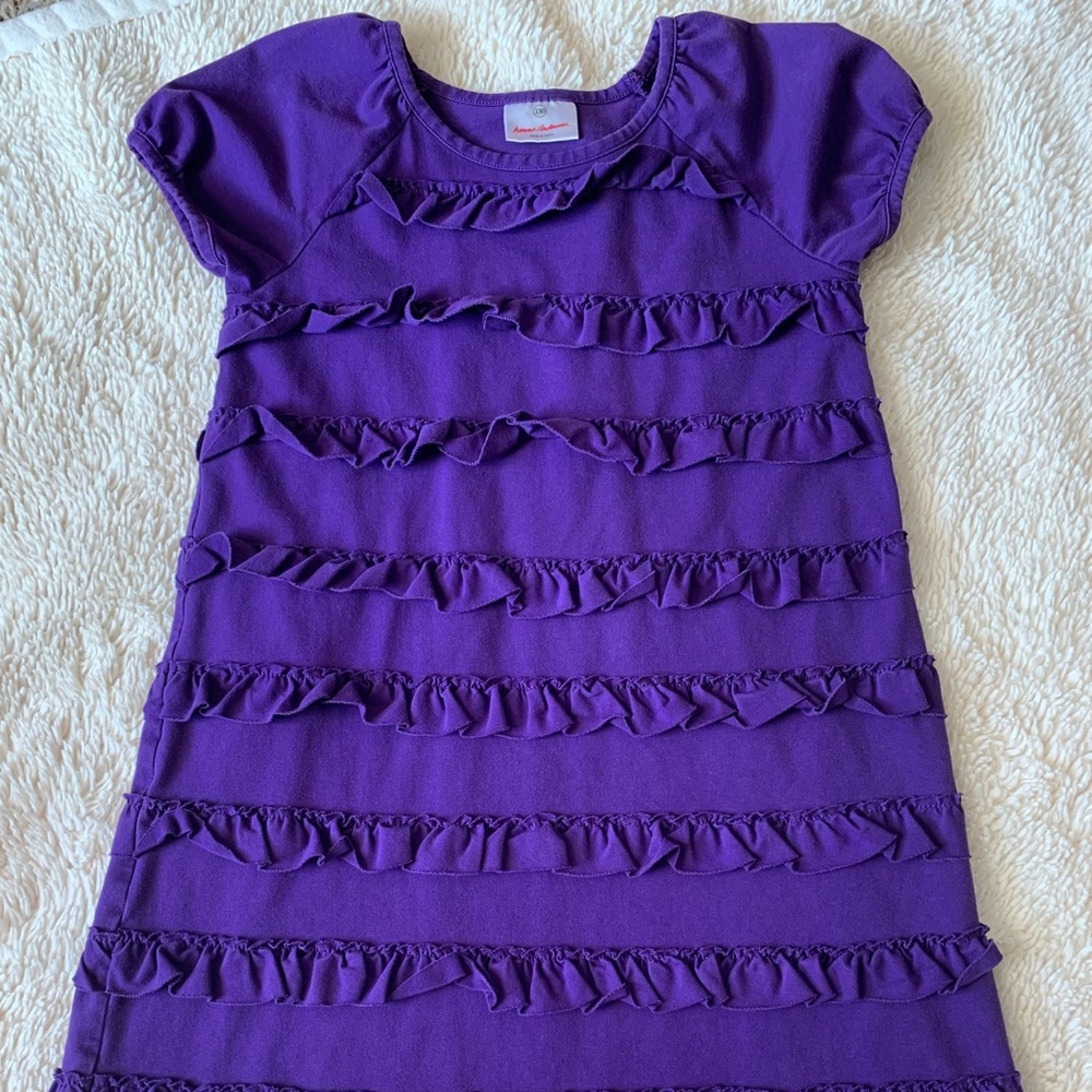 Hannah Andersson Deep Purple Ruffle Dress Size 8